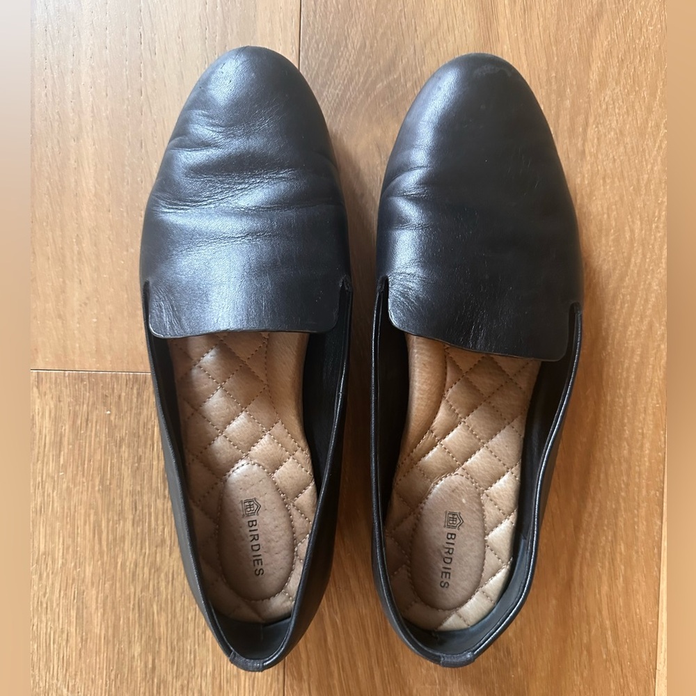 Birdie’s Starling Black Leather Flat